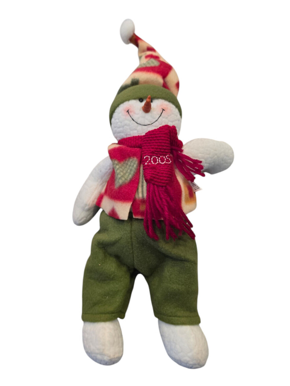 Vintage 2005 weighted plush snowman shelf-sitter doll Christmas